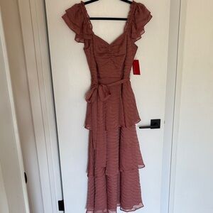 Lulu's Dusty Rose Ruffled Maxi Dress